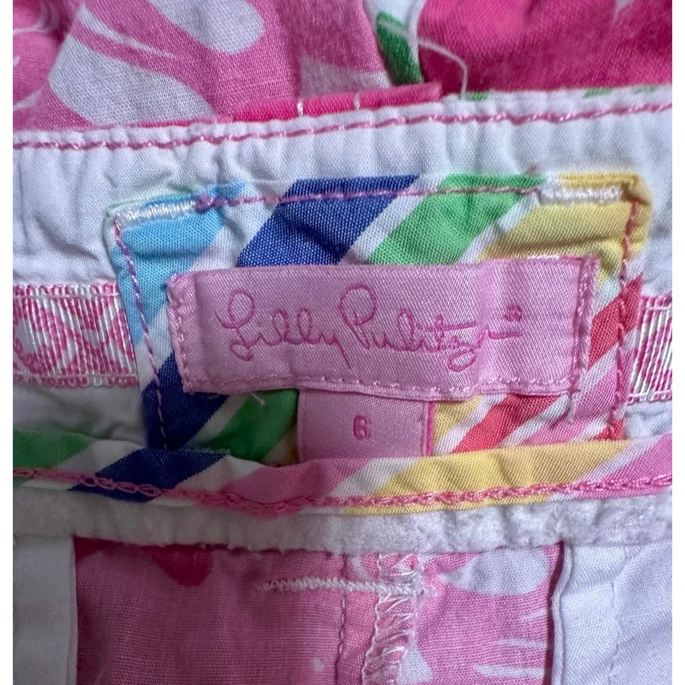 Lilly Pulitzer Callahan Shorts Womens 6 Pink Green Excellent‎ Floral Chino Mid